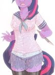  anthro anthrofied book breasts cutie_mark equine female friendship_is_magic hair horse legwear lonelycross mammal my_little_pony navel panties pink_hair pony purple_hair school_uniform schoolgirl_uniform skirt solo stockings torso_shot translucent transparent_clothing twilight_sparkle_(mlp) two_tone_hair underwear uniform wet 