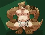  anthro barefoot biceps big_muscles bulge clamcrusher crouching male mammal muscles mustelid nipples otter pecs pose solo topless underwear 