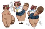  &#23396;&#23798;&#12499;&#12487;&#12530; ????? big_butt blush breasts butt chubby female looking_at_viewer nipples nude pussy raccoon school_uniform solo tanuki 