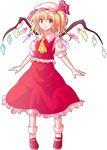  alphes_(style) ascot bad_id bad_pixiv_id blonde_hair dairi dress flandre_scarlet full_body hat mary_janes parody red_dress red_eyes shoes short_hair side_ponytail solo style_parody touhou transparent_background wings 