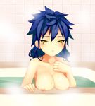  bath blue_hair blush breasts genderswap genderswap_(mtf) inazuma_eleven_(series) inazuma_eleven_go large_breasts long_hair nipples ouse_(otussger) solo steam topless tsurugi_kyousuke wet yellow_eyes 