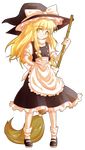  alphes_(style) bad_id bad_pixiv_id bamboo_broom blonde_hair broom dairi dress full_body hat kirisame_marisa long_hair mary_janes parody shoes smile solo style_parody touhou transparent_background witch_hat yellow_eyes 