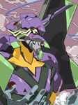  baariya brown_background closed_mouth cloud drawr eva_13 evangelion:_3.0_you_can_(not)_redo horn mecha neon_genesis_evangelion no_humans rebuild_of_evangelion simple_background upper_body 