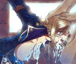  arms arms_behind_back awashima_seri blonde_hair breasts cum cum_in_pussy cum_on_body cum_on_breasts cum_on_upper_body facial fellatio hands_on_another's_head hanging_breasts head_grab irrumatio k_(anime) large_breasts lostunicorn male_pubic_hair marker_(medium) military military_uniform nipples open_clothes oral panties panty_pull penis pubic_hair rape restrained rope solo_focus sweat traditional_media underwear uniform 