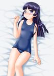  :&lt; black_hair gokou_ruri long_hair lying neopure ore_no_imouto_ga_konna_ni_kawaii_wake_ga_nai purple_eyes school_swimsuit swimsuit triangle_mouth 