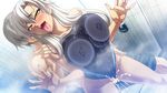  16:9 1boy 1girl against_glass bishop bishop_(company) breasts cum cum_in_pussy happy_sex kagami kagami_hirotaka large_breasts mesu_kyoushi_3 mizusawa_chisato swimsuit 