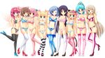  16:9 6+girls :&lt; :d :s ;d ahoge animal_ears aqua_eyes argyle black_legwear blonde_hair blue_bra blue_eyes blue_hair blue_legwear blush bow bra breasts brown_eyes brown_hair cat_ears cat_tail cleavage fairy_wings female flower frills hair_bobbles hair_bow hair_flower hair_ornament hair_ribbon hairband hairclip heart high_heels ima_mo_itsuka_mo_faruna_runa jewelry kamiya_tomoe lace large_breasts lineup lingerie long_hair looking_at_viewer loose_hair midriff mitsuki_aimi multiple_girls one_eye_closed open_mouth panties pink_bra pink_hair pink_legwear platform_footwear platform_heels pointy_ears ponytail purple_eyes red_eyes ribbon shoes short_hair side-tie_panties simple_background smile standing standing_on_one_leg stiletto_heels straight_hair striped striped_bra striped_legwear striped_panties tail tail_ribbon tareme thighhighs tiara tsurime twintails underwear v very_long_hair wavy_mouth white_background white_bra white_legwear wings wink 