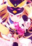  blonde_hair fingers hat mawaru_penguindrum outstretched_arm pink_eyes princess_of_the_crystal sasaki_nakona smile solo takakura_himari 