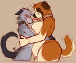  &lt;3 anthro blush breasts canine collar colored_sketch duo embrace female female/female inuki licking mammal nipples nude slightly_chubby smile standing tongue tongue_out 