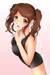  amagami brown_eyes brown_hair competition_swimsuit face from_above kishida-shiki long_hair nakata_sae one-piece_swimsuit solo swimsuit twintails 