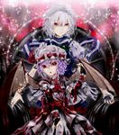  bat_wings braid izayoi_sakuya multiple_girls purple_hair red_eyes remilia_scarlet shiiku short_hair silver_hair touhou twin_braids wings 