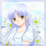 angel_beats! blue_hair brown_eyes dress flower long_hair sinko solo tenshi_(angel_beats!) 