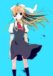  air black_eyes blonde_hair kamio_misuzu long_hair ponytail school_uniform solo yoshizawa 