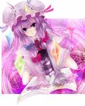 arm_support bad_id bad_pixiv_id book colored_eyelashes crescent crystal hat long_hair looking_up magic_circle patchouli_knowledge purple_eyes purple_hair rimu_(kingyo_origin) solo squatting touhou 
