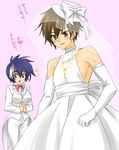  1girl bad_id bad_pixiv_id crossdressing dress formal gien hat hongo_kazuto koihime_musou mali suit translation_request wedding_dress 