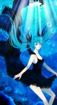  aqua_eyes aqua_hair bad_id bad_pixiv_id bare_shoulders black_dress blue bubble dress hair_ornament hatsune_miku highres legs long_hair shinkai_shoujo_(vocaloid) sleeveless solo twintails underwater very_long_hair vocaloid water zukiyuki 