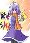  hat highres letty_whiterock pantyhose pointing purple_eyes purple_hair scarf short_hair solo touhou yurume_atsushi 