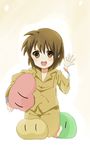  bad_id bad_pixiv_id brown_eyes brown_hair child clannad dango_daikazoku okazaki_ushio pajamas sham_fu short_hair solo waving 