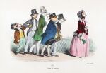 1854 19th_century absurd_res ancient_art anthro cane canid canine canis clothing domestic_dog eyewear female french_text glasses group hat headgear headwear hi_res jean_ignace_isidore_gerard lithograph_(artwork) male mammal text top_hat traditional_media_(artwork)