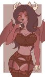 absurd_res anthro canid canine clothing female fox hermitpioneer hi_res horn lingerie mammal smile smiling_at_viewer solo succubus wings