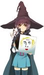  bad_id bad_pixiv_id calico cat drawing hat kita_high_school_uniform nagato_yuki record school_uniform serafuku shamisen_(suzumiya_haruhi) short_hair solo suzumiya_haruhi_no_yuuutsu thighhighs witch witch_hat yokoyari_mengo 