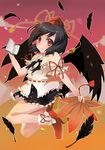  bad_id bad_pixiv_id black_hair black_wings blush book fan feathers geta hat hauchiwa looking_at_viewer red_eyes shameimaru_aya shie_(m417) short_hair solo tengu-geta tokin_hat touhou wings 