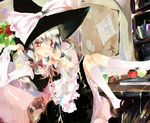  bad_id bad_pixiv_id blonde_hair book braid doll eating english hair_ribbon hat kirisame_marisa prino_hawell ribbon solo star test_tube touhou voodoo_doll witch_hat 