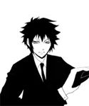  1boy adult animated animated_gif belt black_hair black_jacket black_pants blinking dance dancing dual_persona formal gif hibadance hibari_kyouya hibari_kyoya jacket japanese_clothes katekyo_hitman_reborn katekyo_hitman_reborn! kicking lowres male male_focus monochrome multiple_persona necktie news older pants parody school_uniform simple_background solo song suit uniform vest 