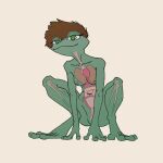 amphibian anthro claire_(pitta_the_italian) crouching female frog glass_frog guts heart_symbol hi_res intestines looking_at_viewer looking_pleasured lung organs pitta_the_italian smug solo translucent translucent_body uterus