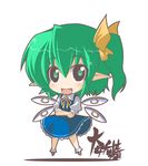  chibi daiyousei green_eyes green_hair pointy_ears rikumaru solo touhou wings 