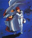  1980s_(style) 1boy after_battle amuro_ray animage artist_request asteroid boots cable debris gloves gun gundam helmet holding_own_arm injury key_visual machine_gun magazine_scan mecha mobile_armor mobile_suit mobile_suit_gundam muzzle official_art pilot_suit promotional_art red_hair retro_artstyle robot rx-78-2 scan science_fiction severed_arm severed_limb short_hair space spacesuit spoilers starry_background traditional_media unworn_headwear unworn_helmet v-fin walking_towards_viewer weapon wreckage zeong zero_gravity 