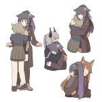  4girls almond_(arknights) animal_ears arknights cat_ears cat_girl closed_eyes crying crying_with_eyes_open dog_ears dog_girl dragon_girl dragon_horns elysiium fox_ears fox_girl franka_(arknights) height_difference highres horns hug jessica_(arknights) jessica_the_liberated_(arknights) liskarm_(arknights) multiple_girls surprised tears 