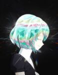  black_background closed_eyes closed_mouth crystal_hair diamond_(houseki_no_kuni) houseki_no_kuni li_shay light_smile reflection shirt white_shirt 