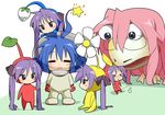  &gt;_&lt; :3 =_= ahoge blush bulborb closed_eyes cosplay glasses hiiragi_kagami hiiragi_tsukasa ixy izumi_konata lucky_star mole mole_under_eye multiple_girls olimar olimar_(cosplay) pikmin_(creature) pikmin_(series) takara_miyuki 