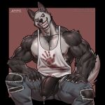 1:1 2024 amon-sydonai anthro anthrofied areola barazoku biceps big_bulge big_muscles black_border blood bodily_fluids body_hair border bottomwear bulge canid canine canis chest_hair claws clothing creepy creepy_face creepy_smile creepypasta deltoids demon denim denim_bottomwear denim_clothing detailed_bulge domestic_dog dripping english_text fur genital_fluids genital_outline genitals hand_print hi_res huge_bulge huge_muscles humanoid_genitalia humanoid_penis husky jeans looking_at_viewer male mammal muscular muscular_anthro muscular_male nipples nordic_sled_dog obliques pants patreon pecs penis penis_base penis_outline precum precum_drip precum_through_clothing precum_through_thong precum_through_underwear red_background serratus sharp_teeth shirt signature simple_background sitting smile smile.dog solo spitz tank_top teeth text thick_thighs thong topwear torn_bottomwear torn_clothing torn_jeans torn_pants tuft underwear unzipped url wet wet_clothing zipper