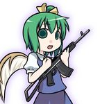  daiyousei empty_eyes green_eyes green_hair gun kusaba_(kusabashiki) short_hair solo touhou weapon weapon_request 