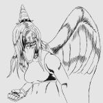 2024 5_fingers anthro black_and_white breasts claws dinosaur fang_(gvh) feathered_wings feathers female finger_claws fingers goodbye_volcano_high hair hair_over_eye halter_top jauntyweb jojo&#039;s_bizarre_adventure long_hair looking_at_viewer midriff monochrome one_eye_obstructed pterodactylus pterosaur reptile scalie sketch snout solo style_parody wings