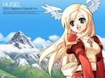  :d artist_request blonde_hair blue_eyes cloud cross cross_necklace day dress head_wings high_priest jewelry long_hair mountain necklace open_mouth outdoors ragnarok_online red_dress scenery smile solo upper_body wallpaper 