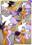  anthro bat bbmbbf blaze_the_cat breasts carrying cat clothing comic dialog feline female kissing lesbian mammal mobius_unleashed nude palcomix rouge_the_bat sega sonic_(series) text 
