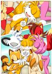  bunny_tail canine comic cream_the_rabbit cum female fiona_fox fox fox_tail kissing male mammal marine_the_raccoon miles_prower mobius_unleashed multiple_tails nipples penis sega sex sonic_(series) tails 