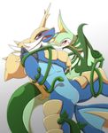  female kajinchu male nintendo plain_background pok&#233;mon pok&eacute;mon reptile samurott scalie serperior snake video_games vine_whip white_background 