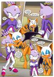  bbmbbf blaze_the_cat blush clothing comic cover_mouth dialog female mobius_unleashed muffled palcomix rouge_the_bat sega sonic_(series) suggestive surprise text 