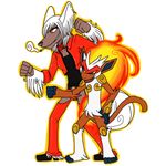  backgroundless canine chaps chinese_water_crested cigarette collar dog duo female fight fire infernape mammal monkey nintendo plain_background pok&#233;mon pok&eacute;mon primate smoking team trainer transparent_background video_games vonderdevil 