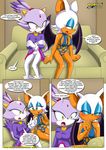  bbmbbf blaze_the_cat blush clothing comic dialog female mobius_unleashed palcomix rouge_the_bat sega sonic_(series) suggestive text 