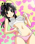  akira_(umihan) black_hair blush brown_eyes highres navel original panties pink_panties sarashi solo underwear 