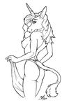  anthro breasts equine female foxxfire horn looking_at_viewer mammal monochorme nipples pinup pose solo uncolored unicorn 