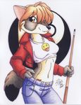  anthro canine female hi_res looking_at_viewer mammal michele_light pinup pose solo traditional_media wolf 