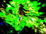  bad_id bad_pixiv_id black_dress chizuko_(smogmog) curly_hair dress glowing green green_eyes green_hair highres looking_back one-punch_man solo tatsumaki telekinesis 