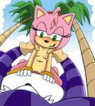  amy_rose anthro big_the_cat blush breasts cat cowgirl_position feline female gloves green_eyes hedgehog male mammal nipples nude on_top pussy sega sex shadowlink350 sonic_(series) straddling straight 