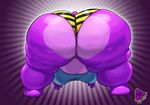  big_butt breasts butt clothing female hi_res hippo kazecat overweight plain_background presenting presenting_hindquarters purple purple_background purple_body purple_skin shadow shiny shirt simple_background solo standing thong underwear white_background 